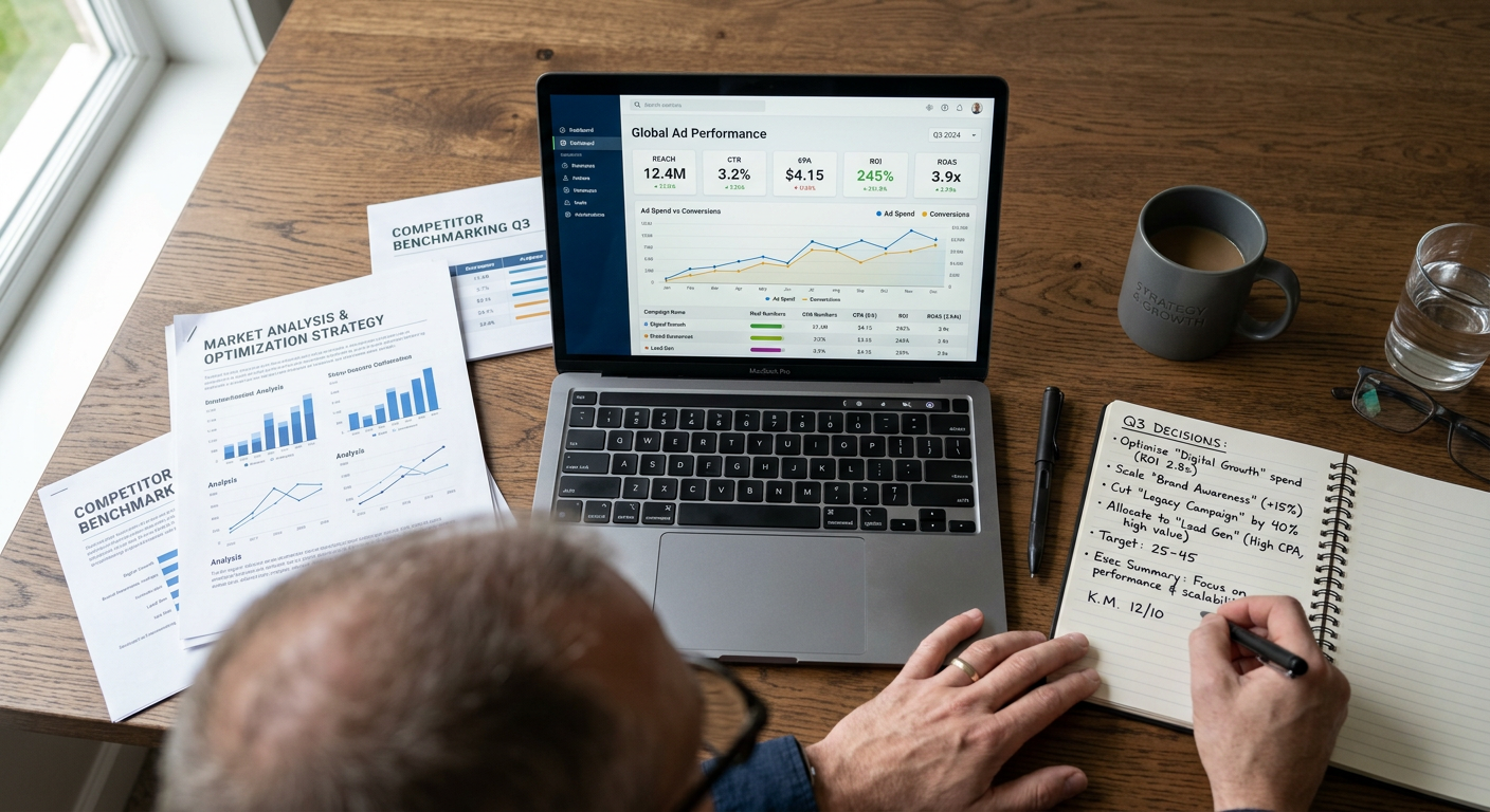 Documents de conseil stratégique pour choix de gestion Google Ads sur bureau professionnel