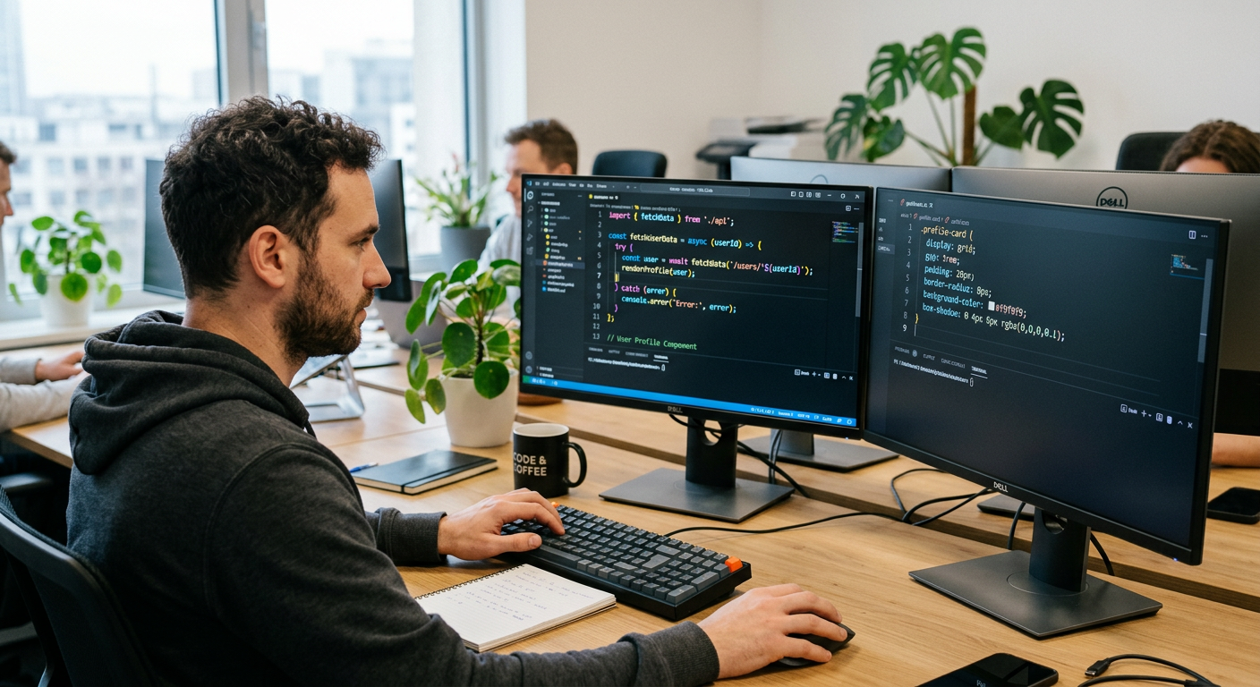 Développeur créant un site internet sur mesure avec code personnalisé