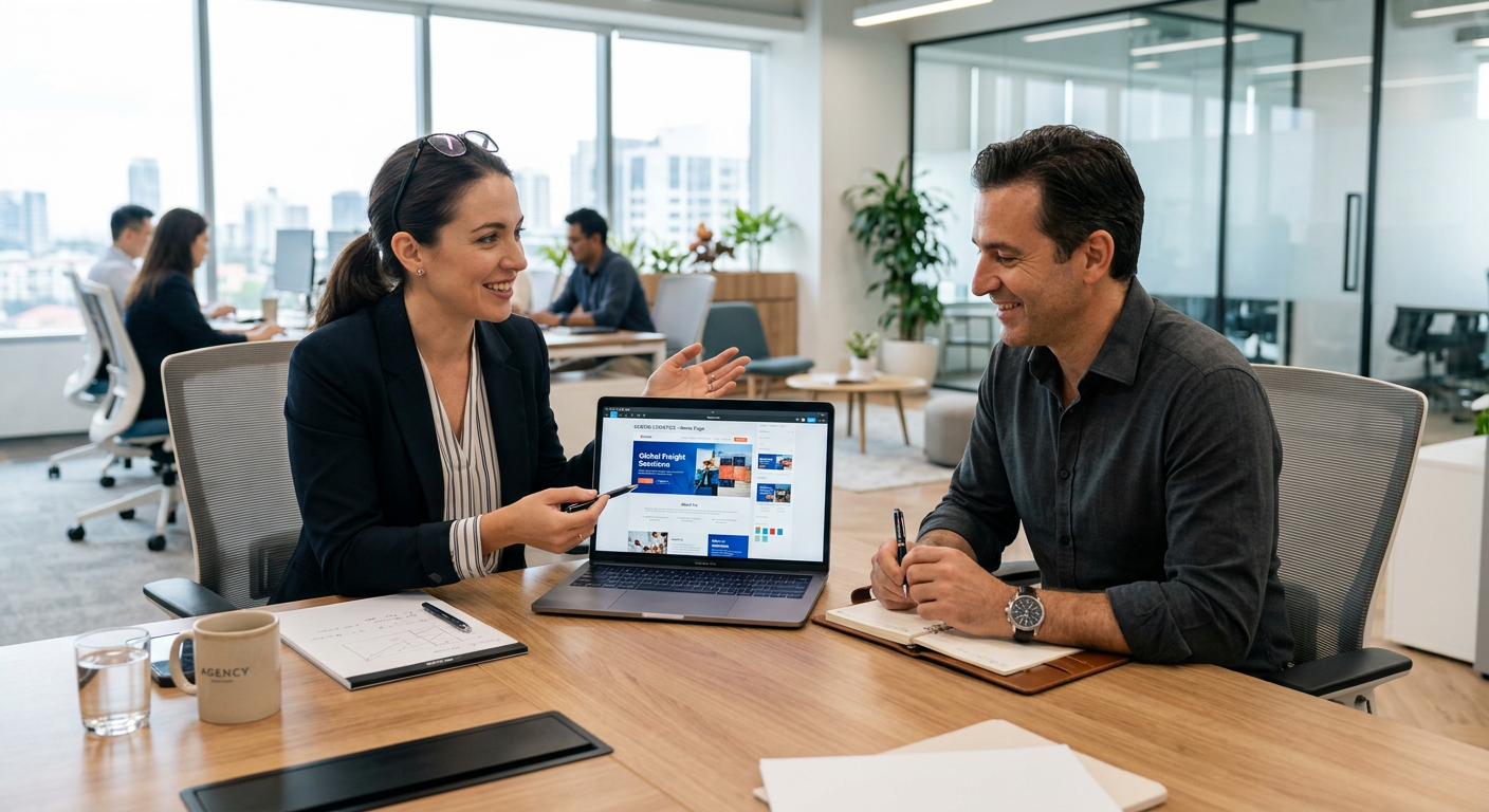Consultation entre client et expert pour définir le projet de site vitrine