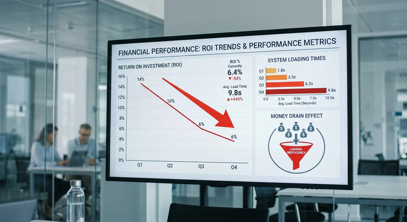 Graphique montrant l'impact financier d'une landing page lente sur le ROI