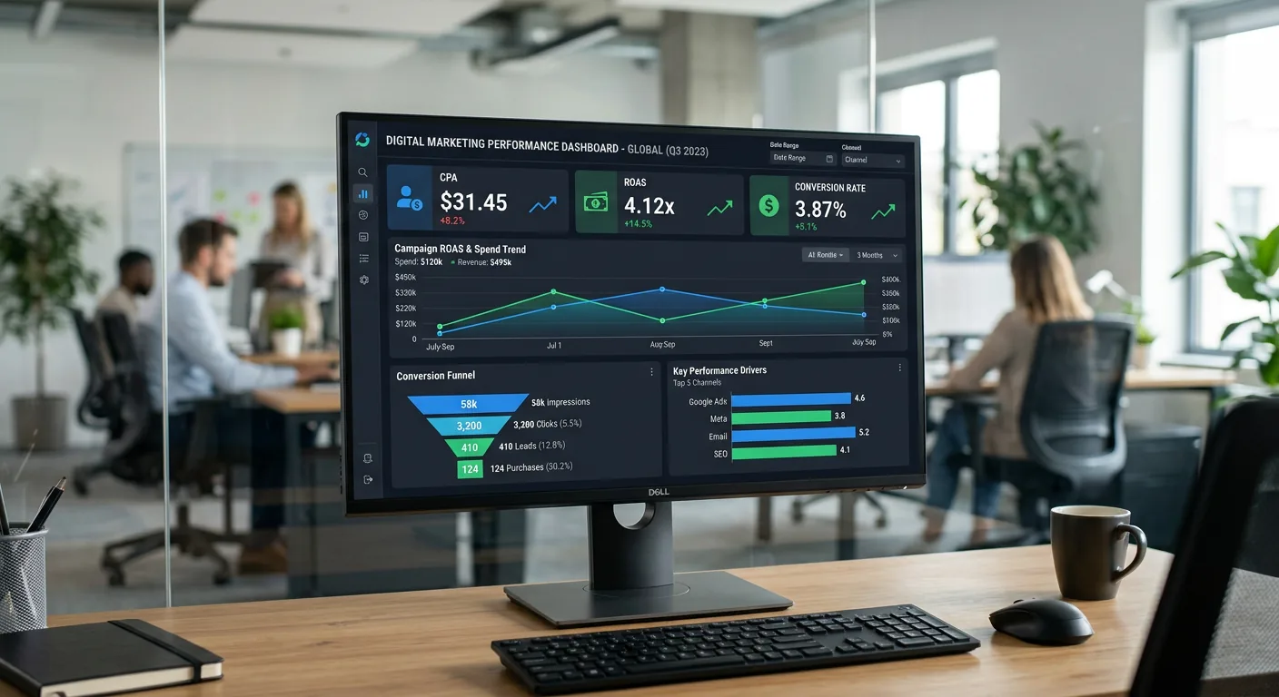 Tableau de bord affichant les KPIs essentiels au-delà du CPC